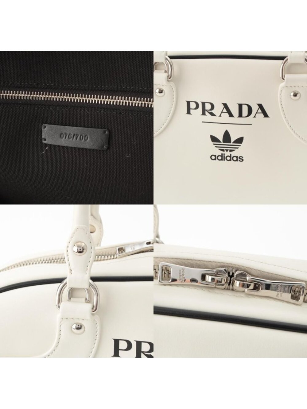Prada Adidas City Calfskin Leather World Limited 700 Pieces Logo Boston Bag - Picture 8 of 10